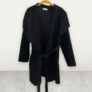 BRAND NEW! Magnolia Boutique Size Large, “Manhattan” Draped Tie Waist Black Coat